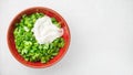 Sliced green onions or scallions in a bowl Royalty Free Stock Photo
