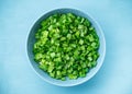 Sliced green onions or scallions in a bowl Royalty Free Stock Photo