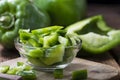 Sliced green Peppers Royalty Free Stock Photo