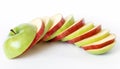 Sliced green and red apple. Isolated on white background. Royalty Free Stock Photo