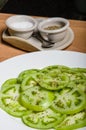 Sliced green tomatoes from the garden Royalty Free Stock Photo