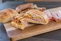 Sliced Grilled Ham and Cheese Panini Sandwich Royalty Free Stock Photo