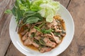 Sliced grilled pork spicy salad. Thai cuisine. Royalty Free Stock Photo