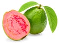 Sliced guava isolated on white background. clipping path