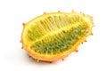 Sliced half kiwano fruit isolated on white background Royalty Free Stock Photo