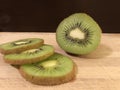 Sliced and half kiwi