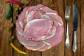 Ham cooked on old boards, rustic style