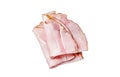 Sliced Ham from pork meat, Prosciutto cotto. Isolated on white background Royalty Free Stock Photo