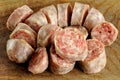 Sliced home-made sausage from pork