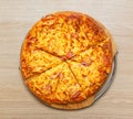 Sliced home pizza with cheese