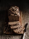 Sliced Homemade rye bread. Rustic style Royalty Free Stock Photo