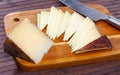 Sliced italian cured sheep cheese Pecorino Royalty Free Stock Photo