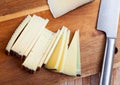 Sliced italian cured sheep cheese Pecorino Royalty Free Stock Photo