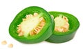 Sliced jalapeno peppers isolated on white background. Green chili pepper. Capsicum annuum. clipping path Royalty Free Stock Photo