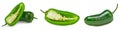 sliced jalapeno peppers isolated on white background. Green chili pepper. Capsicum annuum. clipping path Royalty Free Stock Photo