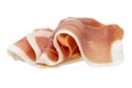 Sliced of jamon isolated on white background Royalty Free Stock Photo