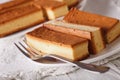 Sliced Japanese Castella cake closeup on the table. horizontal Royalty Free Stock Photo