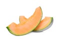 Sliced japanese melons, green melon or cantaloupe melon