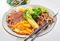 Sliced Japanese stewed pork or Gomoku Yakisoba Royalty Free Stock Photo