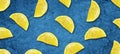 Sliced juicy lime and lemon on a concrete dark blue background. Fresh fruits. Fruit background. Healthy food. Vitamins. Summer Royalty Free Stock Photo