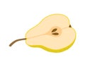 Sliced juicy pear cartoon style. Fresh chopped pear Royalty Free Stock Photo