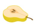 Sliced juicy pear cartoon style. Fresh chopped pear Royalty Free Stock Photo