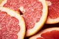 Sliced juicy red grapefruit