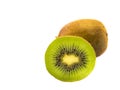 Sliced kiwi fruit half isolated on white Royalty Free Stock Photo