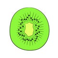 Sliced kiwi fruit halves on white of illustrations