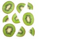 Sliced kiwi fruit isolated on white background with copy space for your text. Flat lay pattern. Top view Royalty Free Stock Photo