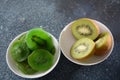 Sliced kiwi fruit in pieces fresh and dried