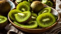 Sliced kiwi on the table fruit sweet healthy tropical