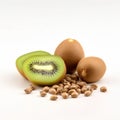 sliced kiwi on a white background