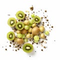 sliced kiwi on a white background