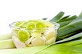 Sliced leeks in a bowl Royalty Free Stock Photo