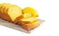 Sliced Lemon Cake on a White Background Royalty Free Stock Photo