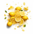 sliced lemon on a white background