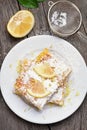 Sliced lemon pie, top view Royalty Free Stock Photo