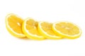 Sliced lemon round slices, white background