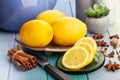 Sliced lemon on wood Royalty Free Stock Photo