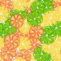 Sliced lemons limes and orange on seamless pattern Royalty Free Stock Photo