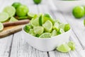 Sliced Limes selective focus, close-up shot Royalty Free Stock Photo