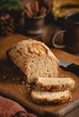 Sliced Loaf of Banana Nut Bread Royalty Free Stock Photo