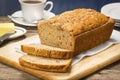 Sliced Loaf of Banana Walnut Bread Royalty Free Stock Photo