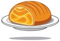 Sliced Loaf of Bread on a Plate, Cartoonish Illustration Royalty Free Stock Photo