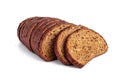 Sliced loaf of rye bread, on a white background Royalty Free Stock Photo