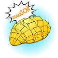 Sliced mango Pop Art style sticker