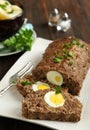 Sliced meatloaf with egg Royalty Free Stock Photo