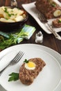 Sliced meatloaf with egg Royalty Free Stock Photo