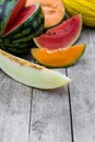 Sliced melons topview Royalty Free Stock Photo